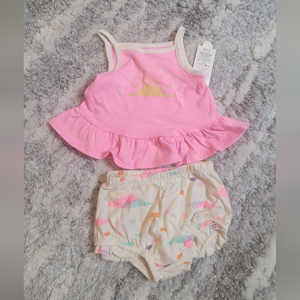 6-9 month, baby girl, pink, 2 pcs summer set.